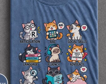 Cute SLP Cat Shirt, Speech Therapy Tee, AAC Articulation Gift, Speechie Top