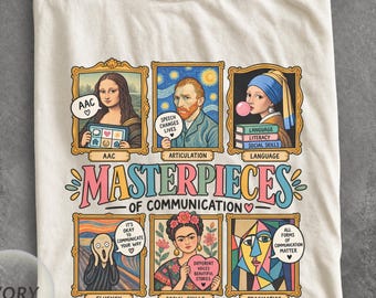 Retro SLP Shirt, Masterpieces of Communication Tee, Art Inspired Speech Therapy Tshirt, Speech Therapy Gift, AAC