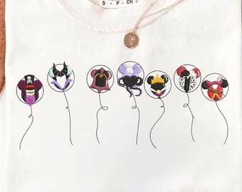 EMBROIDERED Disney Villains Balloons File, Bad Witches Villains Shirt, Maleficent Evil Queen Ursula Hook Shirt, Disney Trip Tee