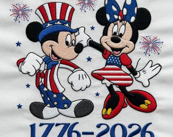Gesticktes MK Maus Amerika Flaggen Design, Disneyland 2026 Datei, 250 Jahre Freiheit, 4