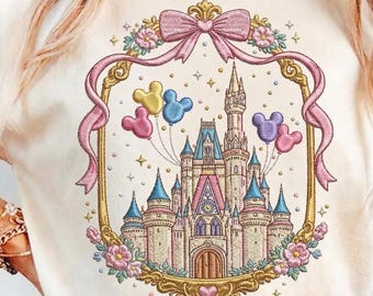 Coquette Magical Castle Bow Machine Embroidery File, Disney Princess Magic Kingdom (Instant Download)