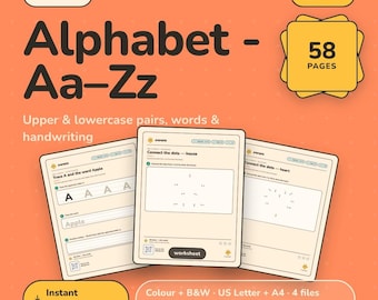 Alphabet Tracing Worksheets Aa-Zz Printable | Upper & Lowercase Letter Pairs | Preschool Handwriting PDF