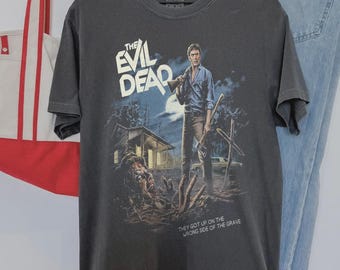 Evil Dead Graphic Tee, Distressed Washed Horror Movie Shirt, 80s Vintage Scary Film