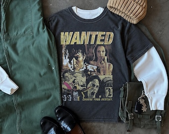 Wanted Graphic Tee, Vintage Movie Poster Shirt, Retro Action Streetwear Tee