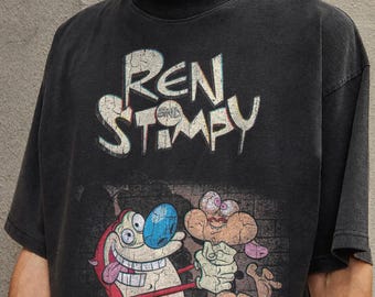 90s Cartoon Nostalgia | Ren and Stimpy Vintage Shirt | Retro Nick Bootleg Tee