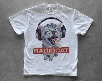 Radiocat Vintage Shirt | Radiohead Parody Cat Graphic Tee | Grunge Indie Rock Shirt