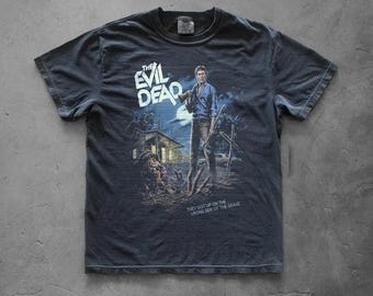 Evil Dead Graphic Tee, Distressed Washed Horror Movie Shirt, 80s Vintage Scary Film