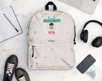 Sac à dos pour infirmière, icônes médicales kawaii, coeurs stéthoscope pastel, sac pour travailleur de la santé