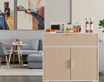Coffee Bar Cabinet Sideboard Buffet Storage Adjustable Shelf Console Table