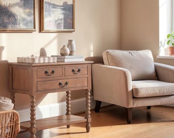 Farmhouse Solid Wood Console Table 3 Drawer Entryway Hallway Storage Organizer