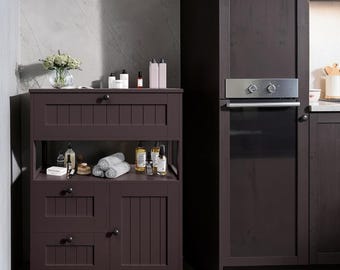 Bathroom Storage Cabinet Floor Organizer Drawer Cupboard Freestanding Modern Wooden Furniture Home Shelf