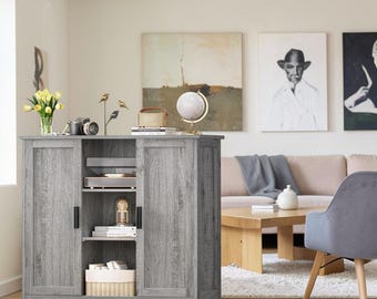 Storage Cabinet Buffet Sideboard Organizer Kitchen Entryway Console Adjustable Shelf Wooden Furniture Unit
