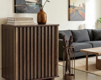 Fluted Sideboard Cabinet Mid Century Buffet Storage Credenza Entryway Console Table