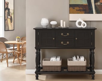 Farmhouse Console Table Entryway Storage Sofa Table with Drawers Cabinets Shelf Organizer