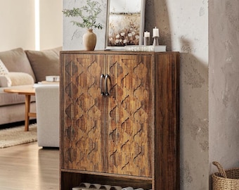 Shoe Cabinet Farmhouse Storage Organizer Entryway Wooden Shoe Rack With Doors
