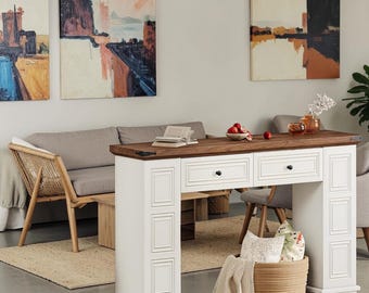 Farmhouse Console Table Entryway Storage Narrow Sofa Table Rustic Hallway Wood