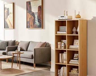 8 Cube Storage Shelf Bookcase, Walnut Engineered Wood Organizer