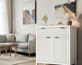 Fluted Buffet Cabinet Storage Sideboard Credenza Coffee Bar Farmhouse Media Console