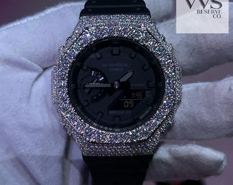VVS1 Moissanite Custom Iced Out Watch - Authentic Hand Set Stones