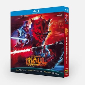 May include: Blu-ray disc of "Star Wars: Maul - Shadow Lord" with a red and blue cover featuring Darth Maul. The cover includes the Disney+ logo and the names of the actors. The disc is labeled as 1080.