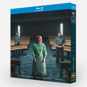 May include: Blu-ray box set for the film "Unchosen." The cover shows three people in a church-like setting. The title and cast names are displayed. The box is blue with a Blu-ray logo.