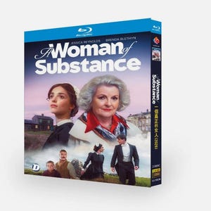 May include: A Blu-ray disc case for the film "A Woman of Substance", starring Jessica Reynolds and Brenda Blethyn. The cover art depicts several people in period costume, with the title in white.