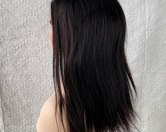 100% Virgin Human Hair Wig, 150 Density 13x6 HD Swiss Lace Frontal, Natural Black