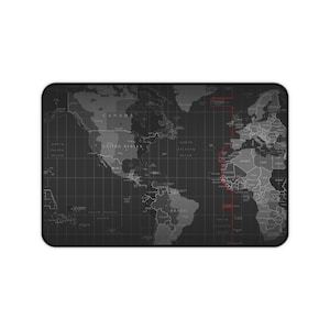 World Timezone Map Desk Mat | Dark Gray Global Map Mousepad