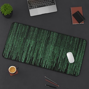 Matrix Code Schreibunterlage | Fallende binäre Schreibtischunterlage, Cyberpunk Computer Mousepad