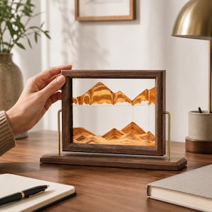 Dynamic Sand Art Picture, Wooden Frame Mountain Sandscape Desk Ornament