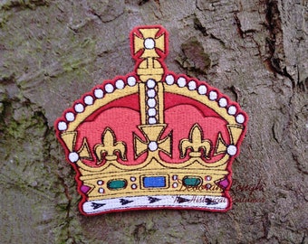 King's Crown Tudor Embroidered Heraldic Badge / Patch