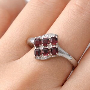 Natural Ruby & CZ Diamond Silver Ring - Special for Wedding or Engagement Occasion - 925 Sterling Silver Handmade Jewelry - Gift Idea