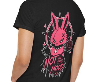 Gothic Bunny Shirt Not In The Mood Pink Rabbit Punk Streetwear Tee