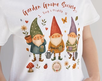 Garden Gnome T-Shirt, Gnome Lover Gift, Gardening Tee, Mushroom Cottagecore Top