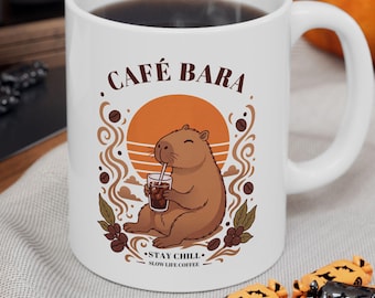 Capybara Coffee Mug, Cafe Bara Cozy Ceramic Cup, Slow Morning Drinkware