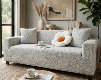 Jacquard Couch Cover Camellia Muster Stretch Sofa Slipcover elastischer rutschfester Möbelschutz