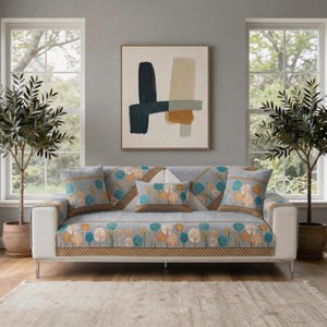 Boho Chenille Sofa Cover Geometrische Couch Husse Dicker Plüsch Sofa Schutz Tierfreundliches Dekor