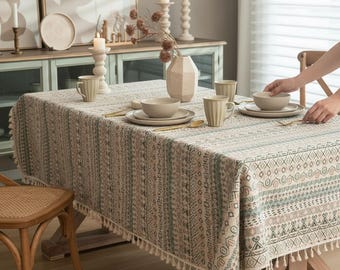 Boho Geometrische Jacquard Tischdecke Hitzebeständige Dicke Couchtischabdeckung