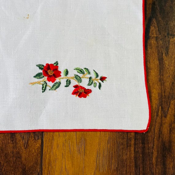 vintage embroidered fabric square, placemat, table runner.
