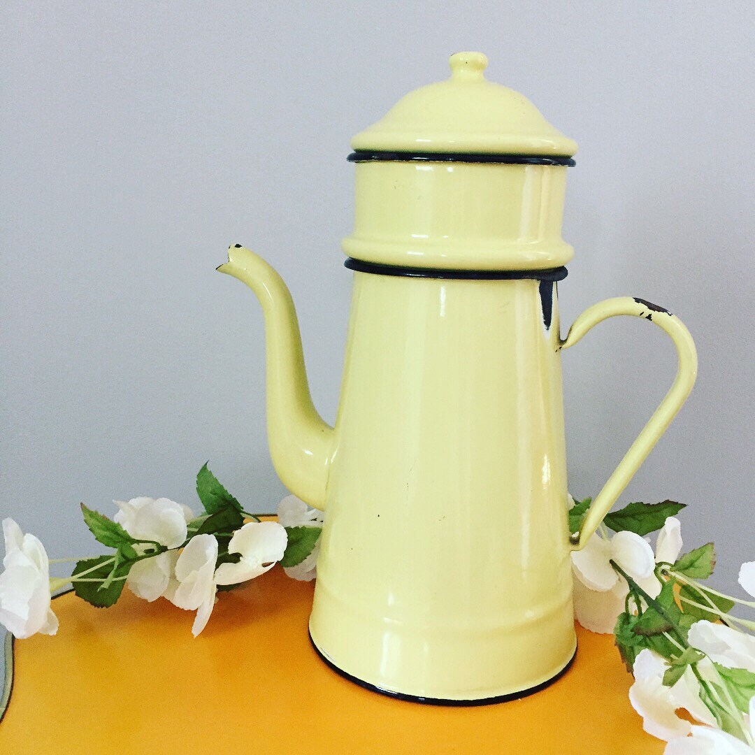 Pastel Yellow Coffee Pot Etsy