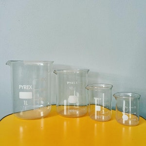 Vintage scientific pyrex beakers