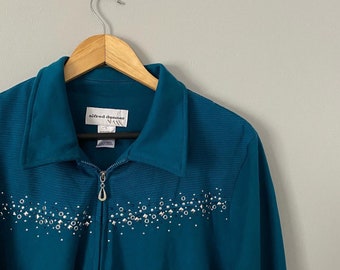 Turquoise Zip Up Sparkle Jacket