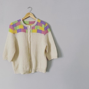 Block colour shoulder short sleeved cardigan