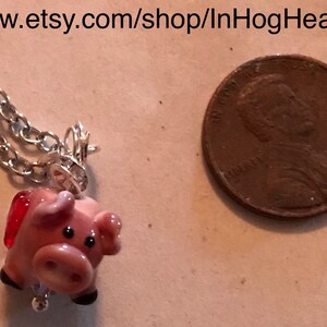 Tiny tiny pig pink pig necklace
