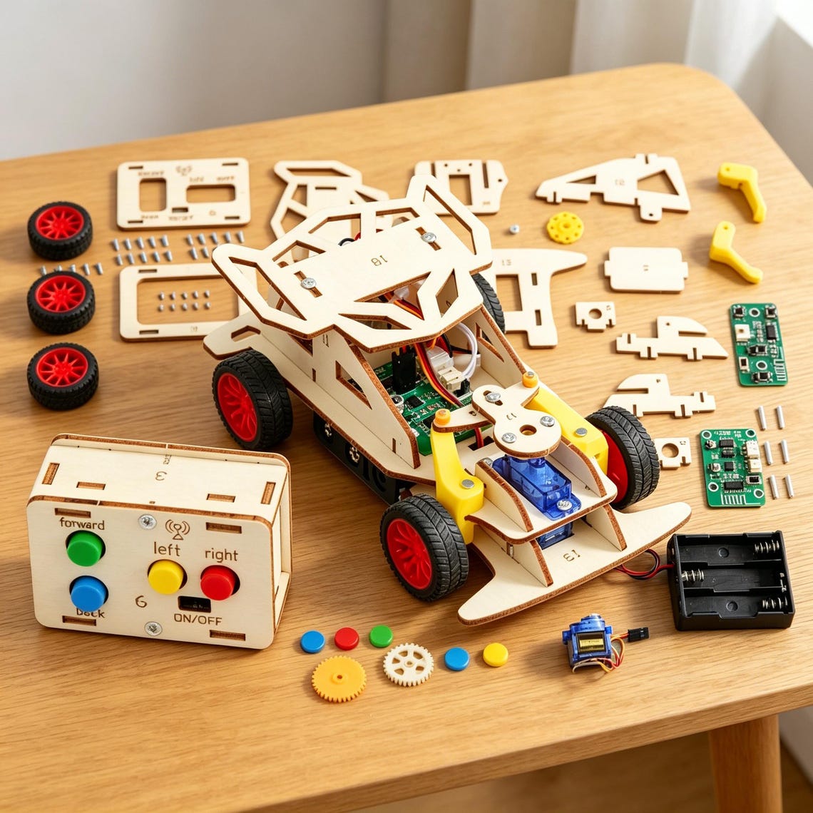 Rc Racing Car Kit DIY Wooden RC Racing Car Kit – Laser-cut Plywood STEM Toy (60-90 Min ...