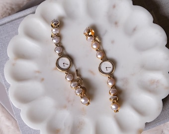 Pretty Vintage Seiko Alba Watch – Pearl Bracelet,  Blue‑Tone or Pink‑Tone