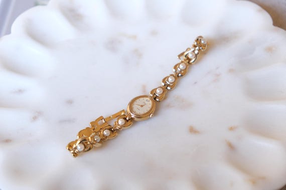 Seiko Alba Pino Vintage Ladies Watch | Pearl Bracelet Watch | Gold Tone Oval Dial | Jewellery Watch | Made in Japan