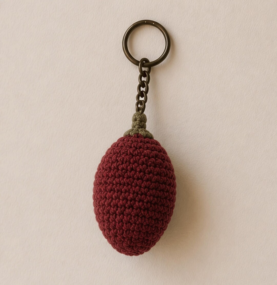 Burgundy Berry Crochet Keychain Handmade Cute Fruit Plush Bag Charm ...