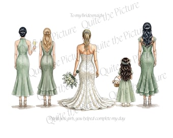 Custom Bridesmaid Gift / Custom Family Keepsake Portrait / Anniversary / Father's Day / Engagement / Birthday's / Milestones / Wedding.