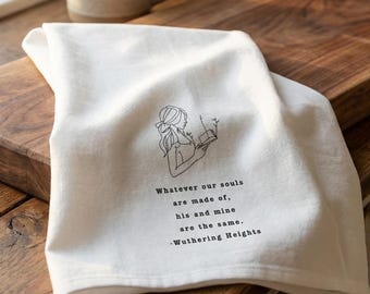Wuthering Heights Quote Tea Towel | Literary Jane Eyre Inspired Illustration